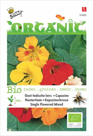 Garden Nasturtium Single Flower Mix BIO (Tropaeolum) 15 seeds BU